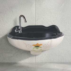 Black round wash basin hotel home pedestal basin wash basin with overflow free standing sink bathroom ceramic single hole hotel - Product Image 6