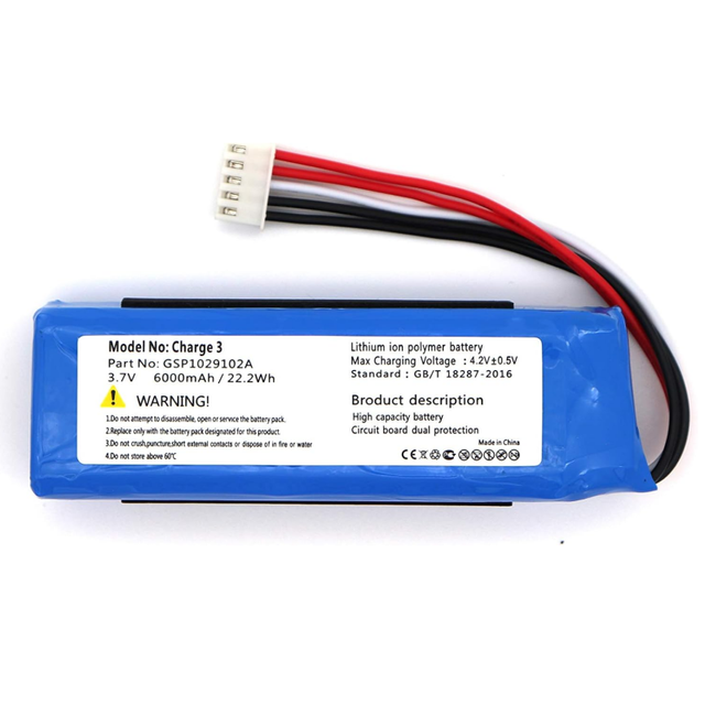 3.7V 6000mAh 22.2Wh Replacement Battery GSP1029102A for JBL Charge 2 Charge 3 Charge3 2016 Charge2 + Portable Wireless Speaker