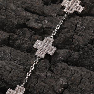 <b>Cross</b> 5 Petal Bracelet High End Diamond Inlay Niche Design Versatile Hip Hop <b>Men's</b> Bracelet - Product Image 5