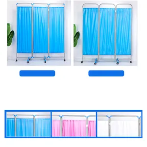 New China Manufacturer Foldable Medical Screen Stainless Steel Medical Screen Partition Screen With Wheels