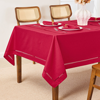 Nappe personnalisée en polyester imitation lin avec découpe en forme de diamant, imperméable, résistante aux taches, anti-rétrécissement et lavable