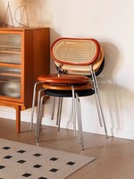 Chaise de salle à manger moderne de luxe en bois massif avec dossier en rotin, empilable, design écologique pour centre commercial, hôpital, hôtel, restaurant, usage commercial