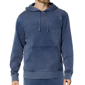 Sweat-shirt à capuche unisexe surdimensionné bleu marine délavé style vintage, en molleton épais, streetwear, vente en gros - Product Image 1