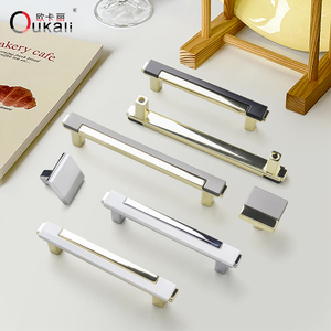 Oukali New Release Wholesale Modern Furniture Cabinet Handle Kitchen Wardrobe Zinc Alloy <strong>Gold</strong> Dresser Pull Handles - Product Image 3