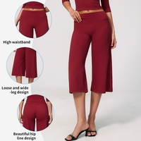 FZK5555 Pantalon de yoga capri pour femme, taille haute, séchage rapide, mi-long, respirant, écologique, ample, athleisure, été
