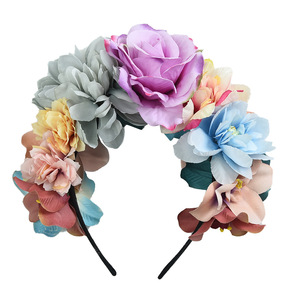 Diadema de Flores de Rosa Simuladas Estilo <span class=keywords><strong>Mexicano</strong></span>, Corona para el Día de Muertos, Halloween, Diadema Colorida con Estambres, Aro para el Cabello, Unisex, a la Moda - Product Image 4