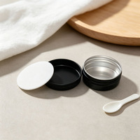 Boîte ronde métallique noire mate de 15g/15ml, boîtes larges pour bougies, rouge à lèvres, contenants cosmétiques, pot à bougie en aluminium