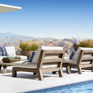 Moderno giardino in legno Teak divano cortile <span class=keywords><strong>balcone</strong></span> Villa angolo Patio impermeabile divano per il tempo libero produttore di mobili per esterni - Product Image 2