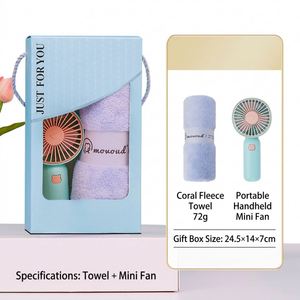 Set de Regalo para Boda 2 en 1: Toalla de Felpa Coral y Mini Ventilador con Logotipo Personalizado, Regalo para Damas de Honor, Despedida de Soltera, Venta al Por Mayor - Product Image 4