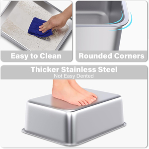 Bac à litière <span class=keywords><strong>pour</strong></span> <span class=keywords><strong>chat</strong></span> en acier inoxydable extra large <span class=keywords><strong>XXL</strong></span> à côtés hauts antiadhésif sans odeur Bac à litière <span class=keywords><strong>pour</strong></span> <span class=keywords><strong>chat</strong></span> Lapins - Product Image 5