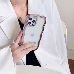 Funda transparente personalizada para <span class=keywords><strong>Iphone</strong></span> 13, accesorios de batería ondulados con borde de Metal - Product Image 2