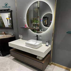 Armoires à miroirs légers haut de gamme style luxe 40 pouces tenture murale flottante 2 et 3 tiroirs meubles de bain vanité de salle de bain - Product Image 2