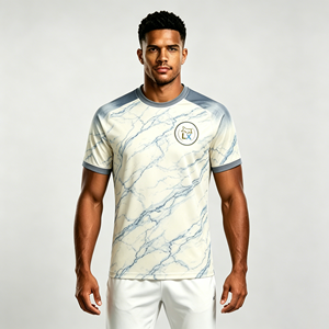 Renaissance-geïnspireerd voetbaltenue, luxe marmerprint voetbalshirt, unisex casual sportkleding voor training - Product Image 1