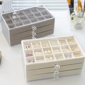 Large Capacity Multi-Layer Flannel Jewelry <b>Box</b> Modern Design Storage <b>Box</b> for Bracelet <b>Earrings</b> Ring - Product Image 5