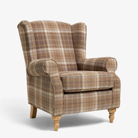 Fauteuil à dossier haut et accoudoirs roulés en tissu à armure épaisse, style Sherlock, pour salon, chambre à coucher, dressing