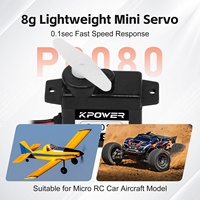 Micro-servo analogique P0080 en plastique avec engrenages, moteur sans noyau 8g, servo RC pour petits avions RC à voilure fixe et modèles de planeurs