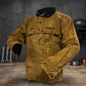 Veste ignifuge en cuir marron MBAANI, vêtements de travail résistants à la chaleur - Product Image 6