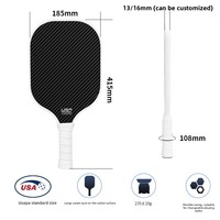Raquette de pickleball en fibre de carbone 3K, panneau en nid d'abeille en graphite, surface mate, compétition, entraînement, certifiée USAPA
