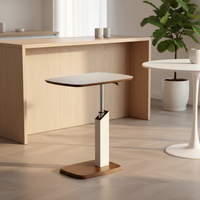 Table basse réglable en hauteur et rotative avec plateau en bois de noyer et structure en métal, design nordique, table d'appoint pour salon