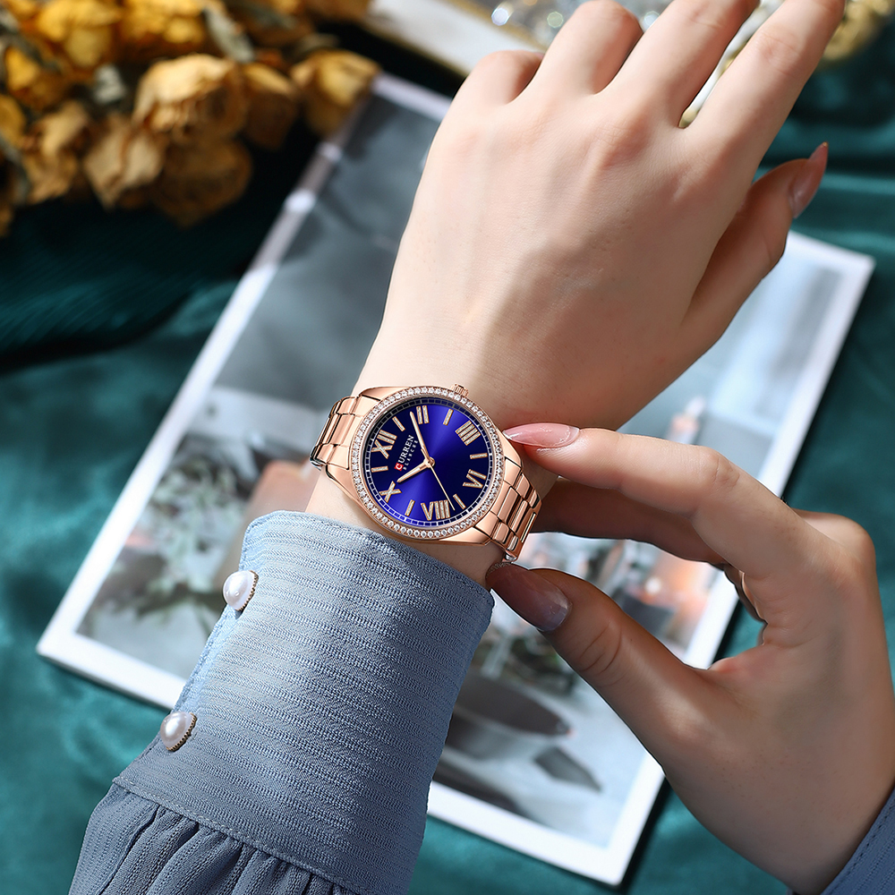 CURREN – montres de luxe pour femmes, montre-bracelet à Quartz et diamant pour dames et filles, mode, étanche, horloge