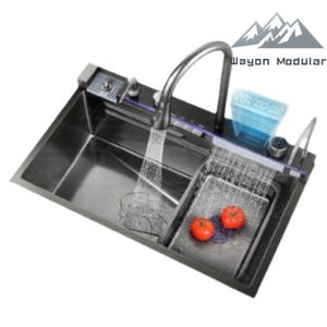 Wayon 75 Texture Cellulaire Baleine Chutes Évier De Cuisine Grande Casserole Unique 4MM En Acier Inoxydable <span class=keywords><strong>Lave</strong></span>-<span class=keywords><strong>Vaisselle</strong></span> Bassin Baleine <span class=keywords><strong>Robinet</strong></span> Intégré - Product Image 1