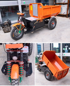 Mini-dumper électrique tricycle orange avec benne de 1200 mm, véhicule de transport de chantier écoénergétique - Product Image 3
