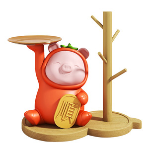 Llavero de Resina Pintado a Mano <span class=keywords><strong>con</strong></span> Diseño de Cerdo de Buena Suerte para el Año Nuevo Chino, <span class=keywords><strong>con</strong></span> Bandeja de Almacenamiento para Decoración de Entrada, Precio de Fábrica Económico - Product Image 2