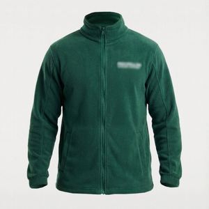 Chaqueta de Forro Polar Verde Personalizable para Niños, con Cierre Completo, Cuello Alto, Abrigo Cálido para Primavera, para Senderismo, Camping, Trabajo, Personalizable - Product Image 1