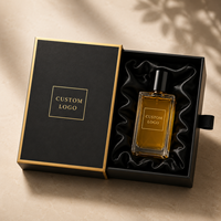 Boîte à parfum de luxe personnalisée noire mate avec tiroir, doublure en satin de soie et dorure à chaud, coffret cadeau pour parfum