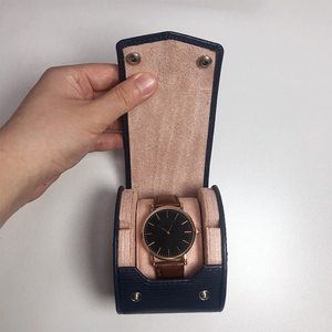 Curved PU Leather Single <b>Watch</b> Travel <b>Case</b> Detachable Velvet <b>Watch</b> Pillow Portable Wristwatch Storage Box - Product Image 5