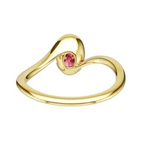 Hochwertiger Minimalistischer Hochzeitsjubiläums-Ring aus 925 Sterling Silber, Vergoldet mit Rubinrotem Ovalen Zirkonia in Wellendesign für Damen