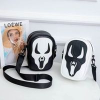 Sacs personnalisés pour Halloween petit sac à main en cuir PU pour dames sacs à bandoulière noirs crâne d'horreur unisexe