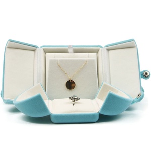 Wholesale Luxury Double Open Jewelry Gift Box Velvet Jewelry Packaging Box <b>Earring</b> Bracelet Necklace Ring Pack <b>case</b> - Product Image 1