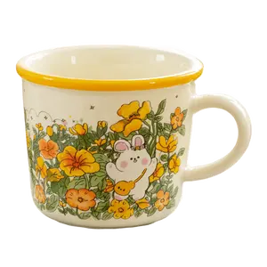 Lindo conejo Taza de cerámica taza de agua para el hogar alto nivel de apariencia ins taza de café niñas Oficina taza de desayuno