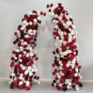 L101 seda falsa curva <span class=keywords><strong>rota</strong></span> rosas artificiales <span class=keywords><strong>flores</strong></span> Floral cuerno arco para boda fiesta evento entrada decoración de fondo - Product Image 4