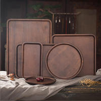 Plateau de service en bois de noyer Guansen assiettes pour snacks pain fruits stockage en bois plat de dîner décors d'art en bois assiette de charge alimentaire