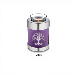 Urna Funeraria de Latón Morado con Diseño Personalizable Estilo Americano, Modelo Tree Life, Capacidad de 200-220 Pulgadas Cúbicas para Cremación y Entierro - Product Image 1