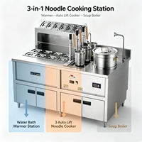 Marmite à nouilles électrique à 3 paniers à levage automatique, station de cuisson commerciale pour pâtes et condiments, appareil de maintien au chaud