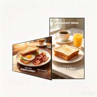 Pantalla de Publicidad LCD Ultrafina de Alto Brillo para Menú Digital de Restaurante, de 32/43/55/65/75 Pulgadas, para Montar en la Pared