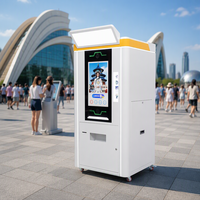 Borne photo libre-service Skineat avec impression de photos et distributeur d'autocollants pour événements en centre commercial