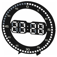 Jam Dinding LED Gaya Eropa Bekas dengan Alarm, Termometer & Kalender untuk Dekorasi Kamar Tidur, Ruang Tamu, dan Rumah