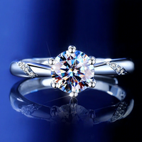 Bague pour femme en argent sterling S925 avec moissanite 1 carat, style géométrique de luxe léger, tendance TikTok Xiaohongshu, idéale pour les influenceurs et les livestreams