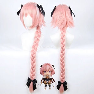 JAMBALAYA Peluca de Cosplay Rosa Trenzada de la Serie Fate/<span class=keywords><strong>Apocrypha</strong></span> del Personaje Astolfo para Niñas, Venta al por Mayor - Product Image 1