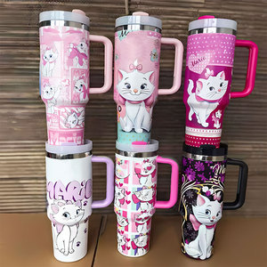 Factory Supply Custom Logo 40oz Stainless Steel Tumbler with Handle&<b>Straw</b> Rainbow Plated Powder Coated Travel Mug with Lid - Product Image 4