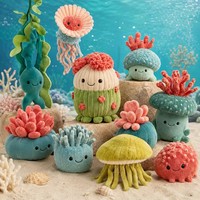 Ensemble de jouets en peluche personnalisés Corail et Méduse, animaux marins en peluche pour décoration de chambre sur le thème de l'océan et cadeau nature