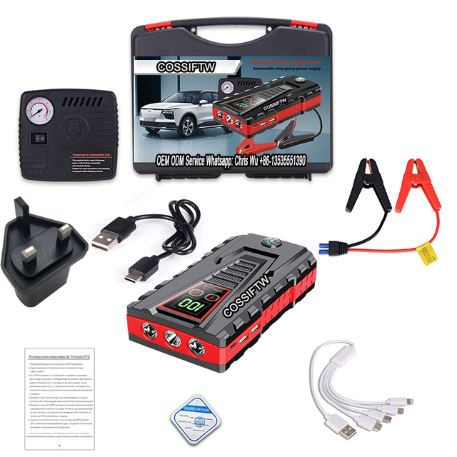 Car Jump Starter Air Pump Power Bank Lighting Portable Air Compressor 4 in 1 Cars Battery Starters Starting Auto Tyre Inflator