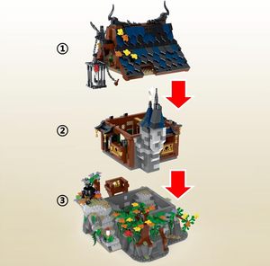 1964 PCS <span class=keywords><strong>Medieval</strong></span> Witch Cottage Building Blocks Toy para niños-Fantasía y temática histórica Juego educativo y diseño mágico - Product Image 5