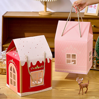 Caja de Embalaje Creativa Personalizada para Navidad, Caja de Regalo Portátil con Ventanas Visibles, Patrones Impresos a Color y Logotipo