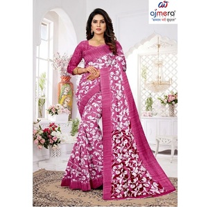 Saris en coton imprimé vintage élégants pour femmes, style tendance et confortable de qualité supérieure pour le bureau, les occasions décontractées et les fêtes - Product Image 1