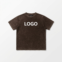 T-shirt vintage - Brun délavé à l'acide 280g, coupe ample unie, manches courtes, en coton avec logo personnalisé en relief